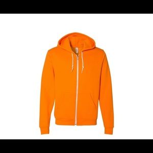 Orange Zip Up Sweater With Hoodie